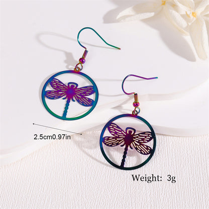 1 Pair Retro Simple Style Peacock Leaves Plating Stainless Steel 18k Gold Plated Drop Earrings