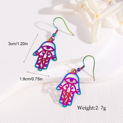 1 Pair Retro Simple Style Peacock Leaves Plating Stainless Steel 18k Gold Plated Drop Earrings