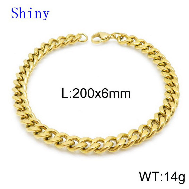 Hip-hop Retro Solid Color Titanium Steel Chain Bracelets Necklace