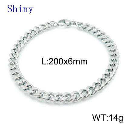 Hip-hop Retro Solid Color Titanium Steel Chain Bracelets Necklace