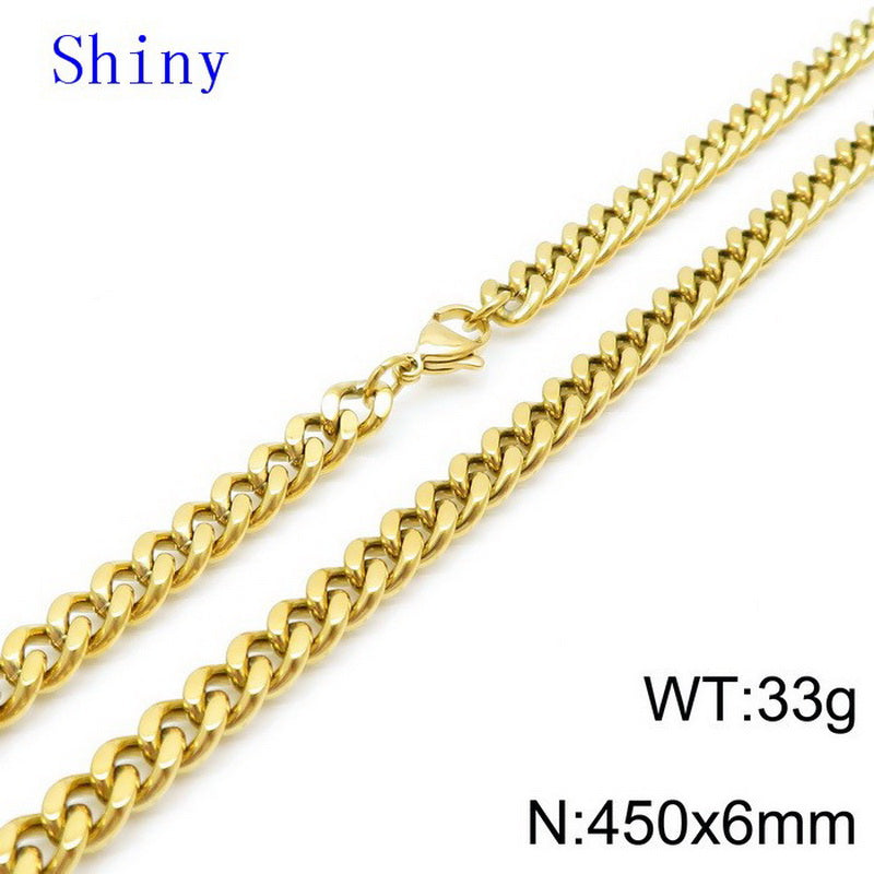 Hip-hop Retro Solid Color Titanium Steel Chain Bracelets Necklace