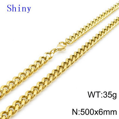 Hip-hop Retro Solid Color Titanium Steel Chain Bracelets Necklace