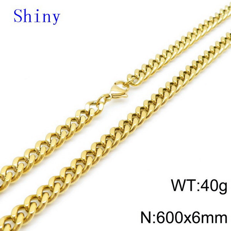 Hip-hop Retro Solid Color Titanium Steel Chain Bracelets Necklace