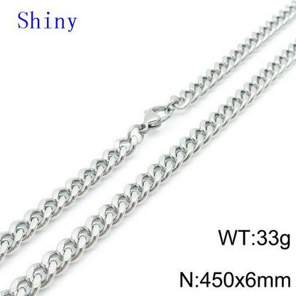 Hip-hop Retro Solid Color Titanium Steel Chain Bracelets Necklace