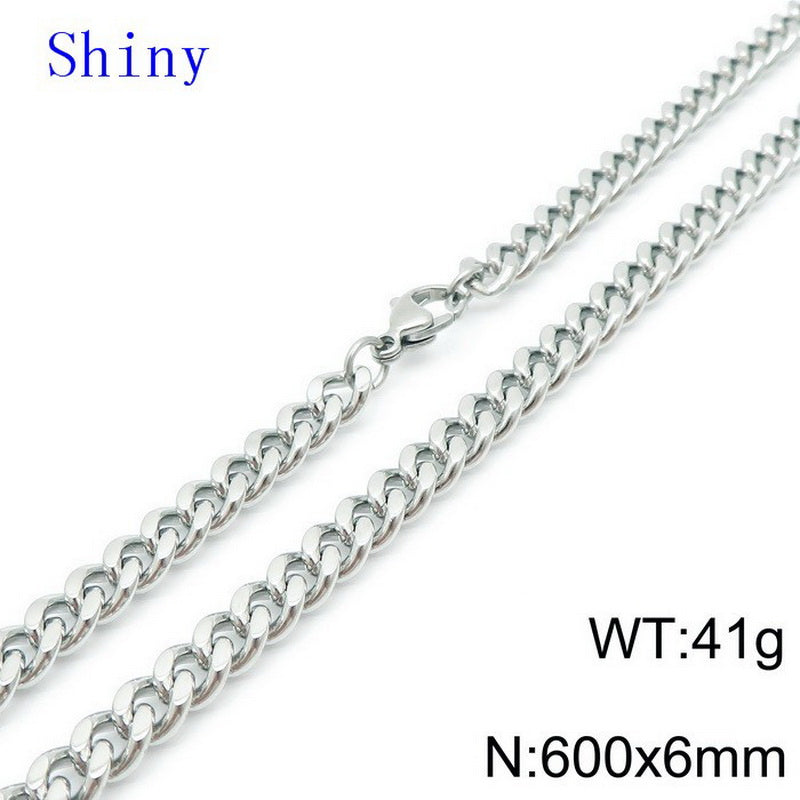 Hip-hop Retro Solid Color Titanium Steel Chain Bracelets Necklace