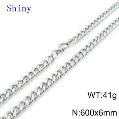 Hip-hop Retro Solid Color Titanium Steel Chain Bracelets Necklace