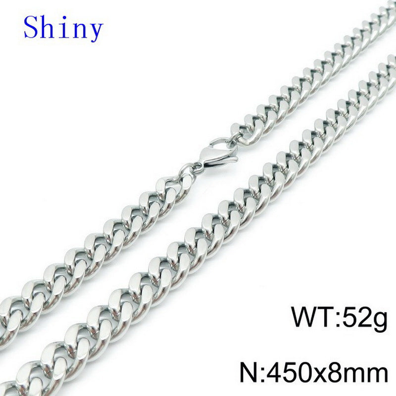 Hip-hop Retro Solid Color Titanium Steel Chain Bracelets Necklace