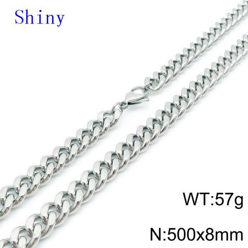 Hip-hop Retro Solid Color Titanium Steel Chain Bracelets Necklace