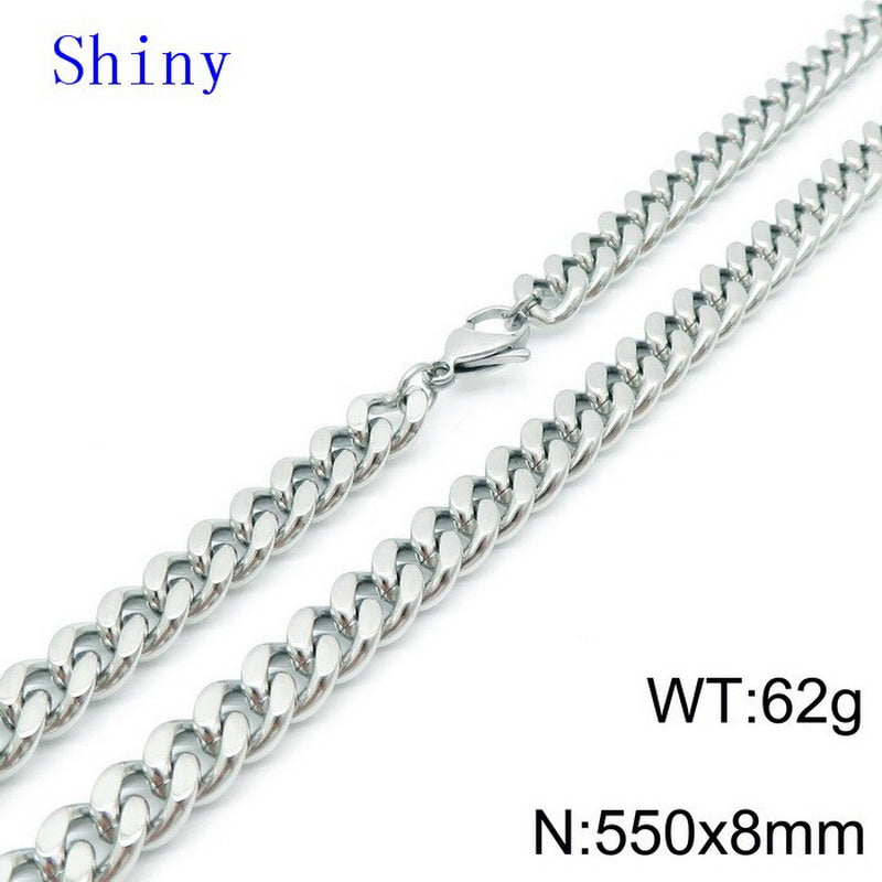 Hip-hop Retro Solid Color Titanium Steel Chain Bracelets Necklace