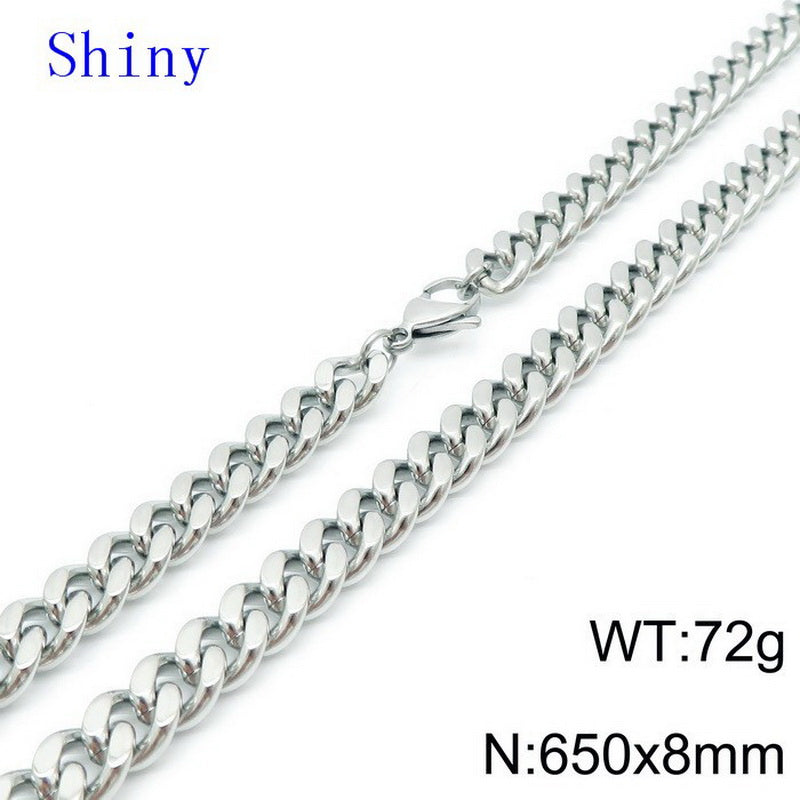 Hip-hop Retro Solid Color Titanium Steel Chain Bracelets Necklace