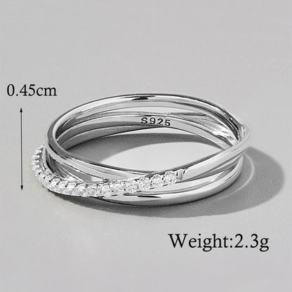 Elegant Commute Geometric Sterling Silver Plating Inlay Zircon 14k Gold Plated White Gold Plated Rings