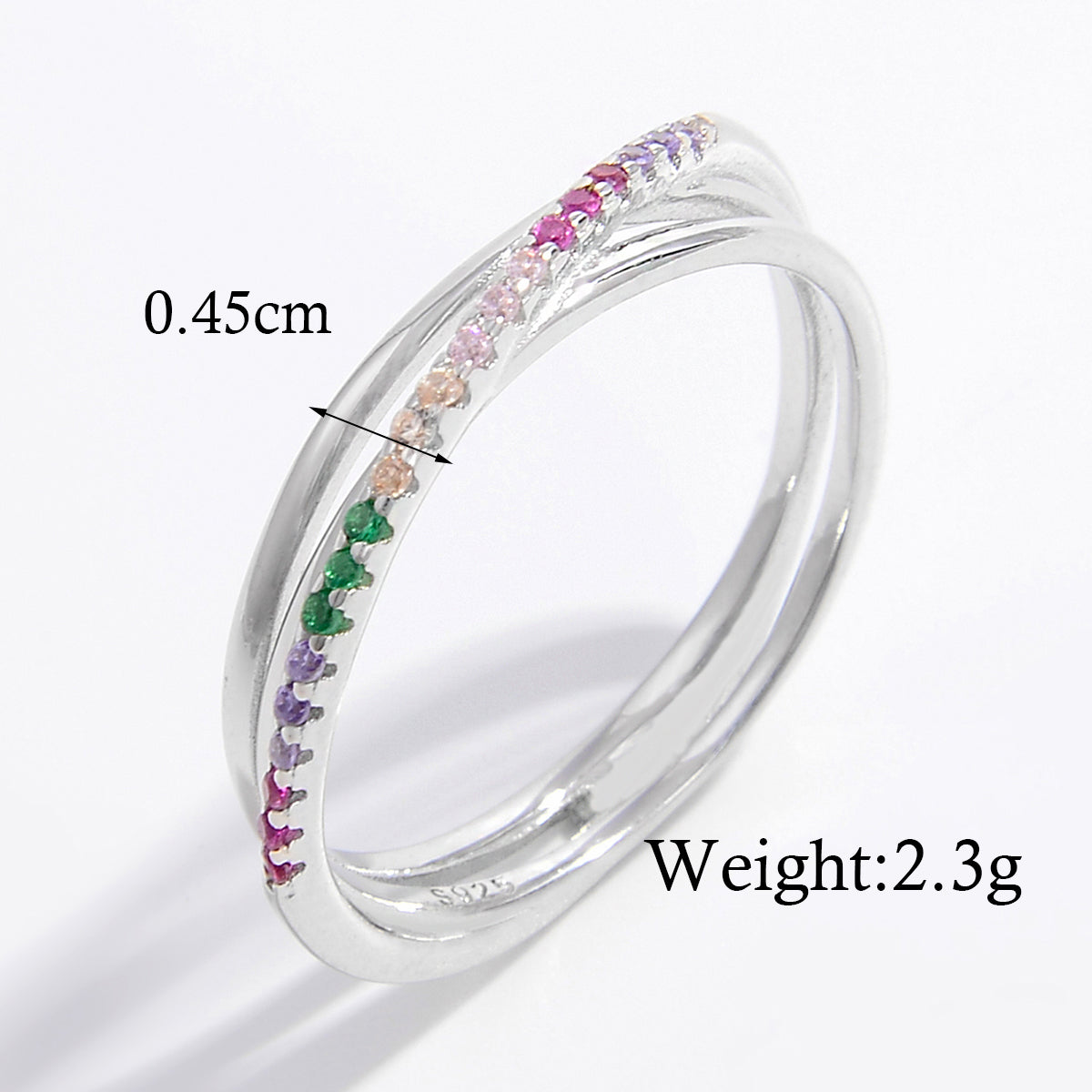 Elegant Commute Geometric Sterling Silver Plating Inlay Zircon 14k Gold Plated White Gold Plated Rings