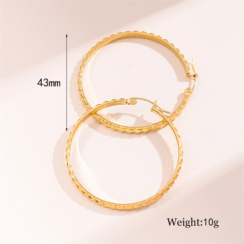 1 Pair Retro Simple Style C Shape Round Plating Stainless Steel 18k Gold Plated Hoop Earrings