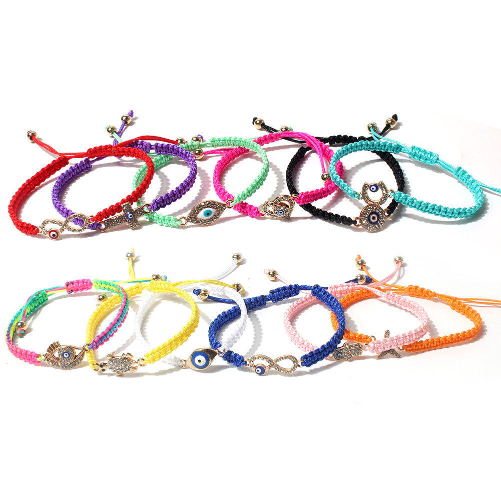 Simple Style Commute Cross Heart Shape Eye Cloth Knitting Unisex Bracelets