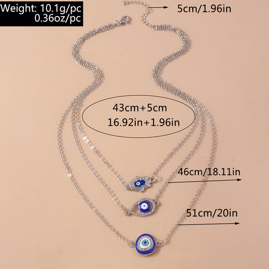 Shiny Devil's Eye Zircon Zinc Alloy Wholesale Layered Necklaces