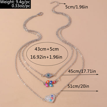 Shiny Devil's Eye Zircon Zinc Alloy Wholesale Layered Necklaces