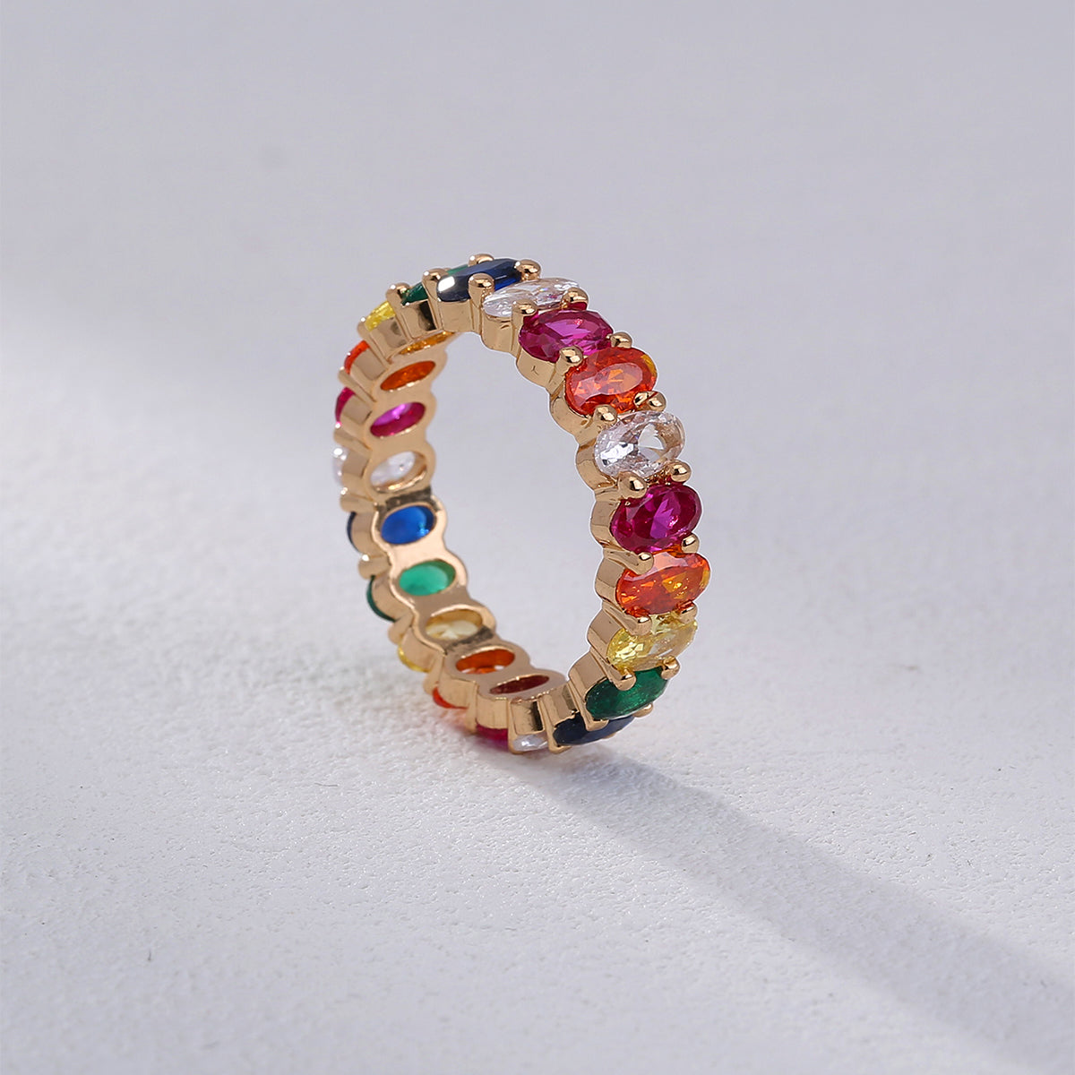 Simple Color Star Constellation Adjustable Opening Rainbow Zircon Copper Ring