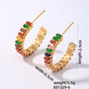 1 Pair Ig Style Modern Style Simple Style C Shape Plating Inlay Copper Zircon White Gold Plated Gold Plated Ear Studs