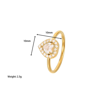 Wholesale Ig Style Shiny Heart Shape Stainless Steel Plating Inlay White Gold Plated Gold Plated Zircon Rings