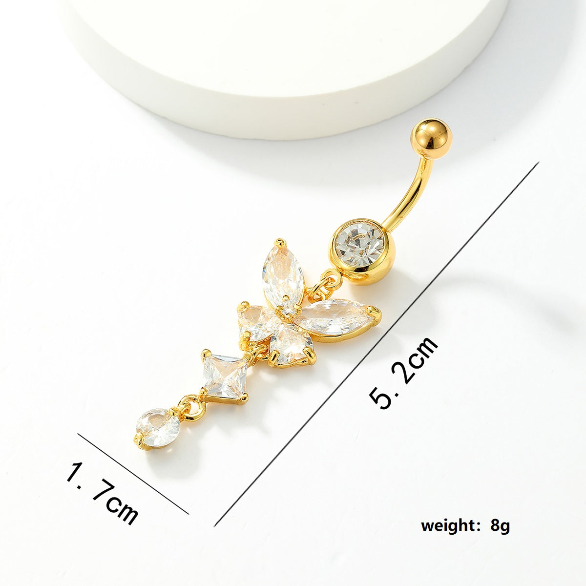 1 Piece Sexy Round Flower Butterfly Stainless Steel Plating Zircon Belly Ring