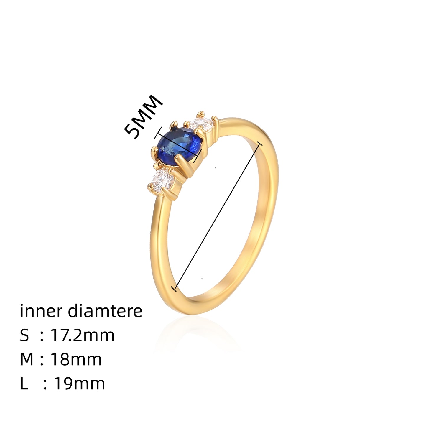 Elegant Romantic Color Block Stainless Steel Plating Inlay Zircon 18k Gold Plated Rings