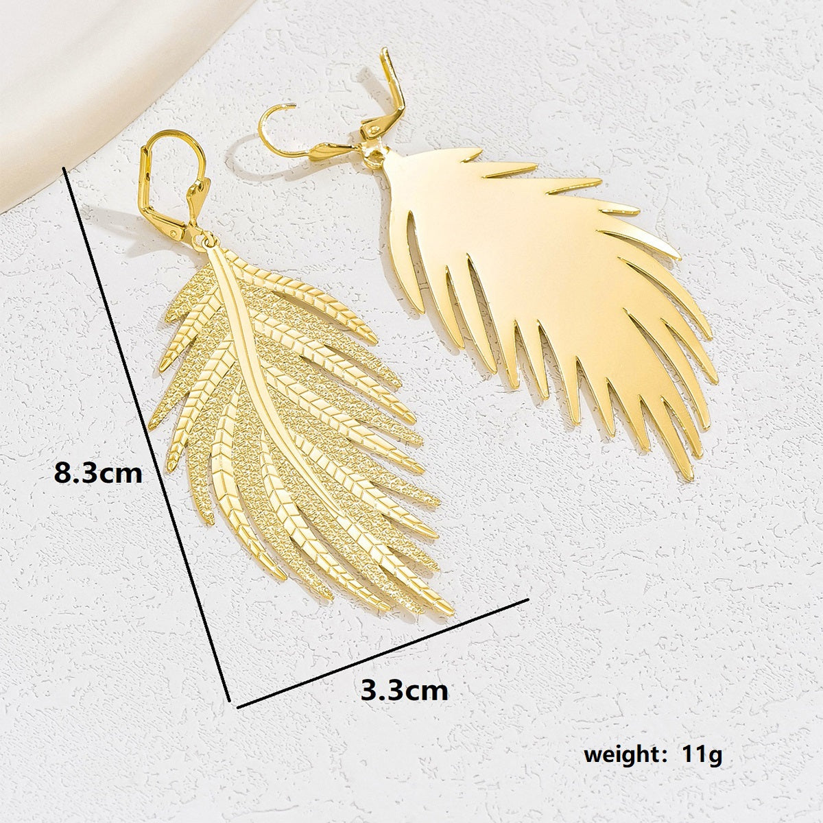 Wholesale Jewelry Fairy Style Modern Style Solid Color Leaf Iron Copper Alloy 18k Gold Plated Asymmetrical Plating Drop Earrings