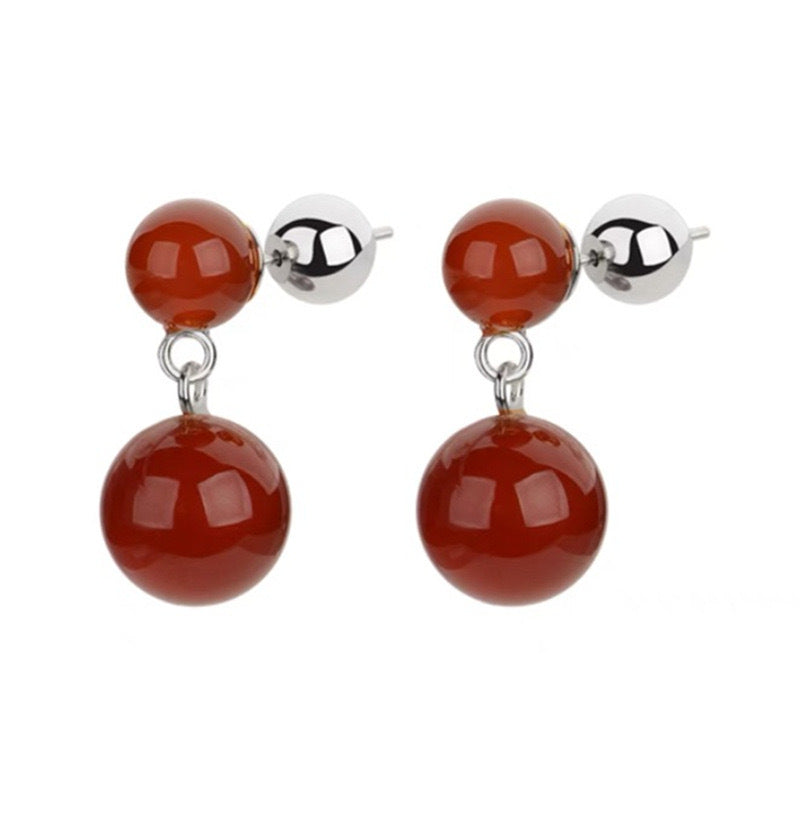 Elegant Retro Solid Color Agate Tiger Eye Brass Plating Gold Plated Women's Earrings