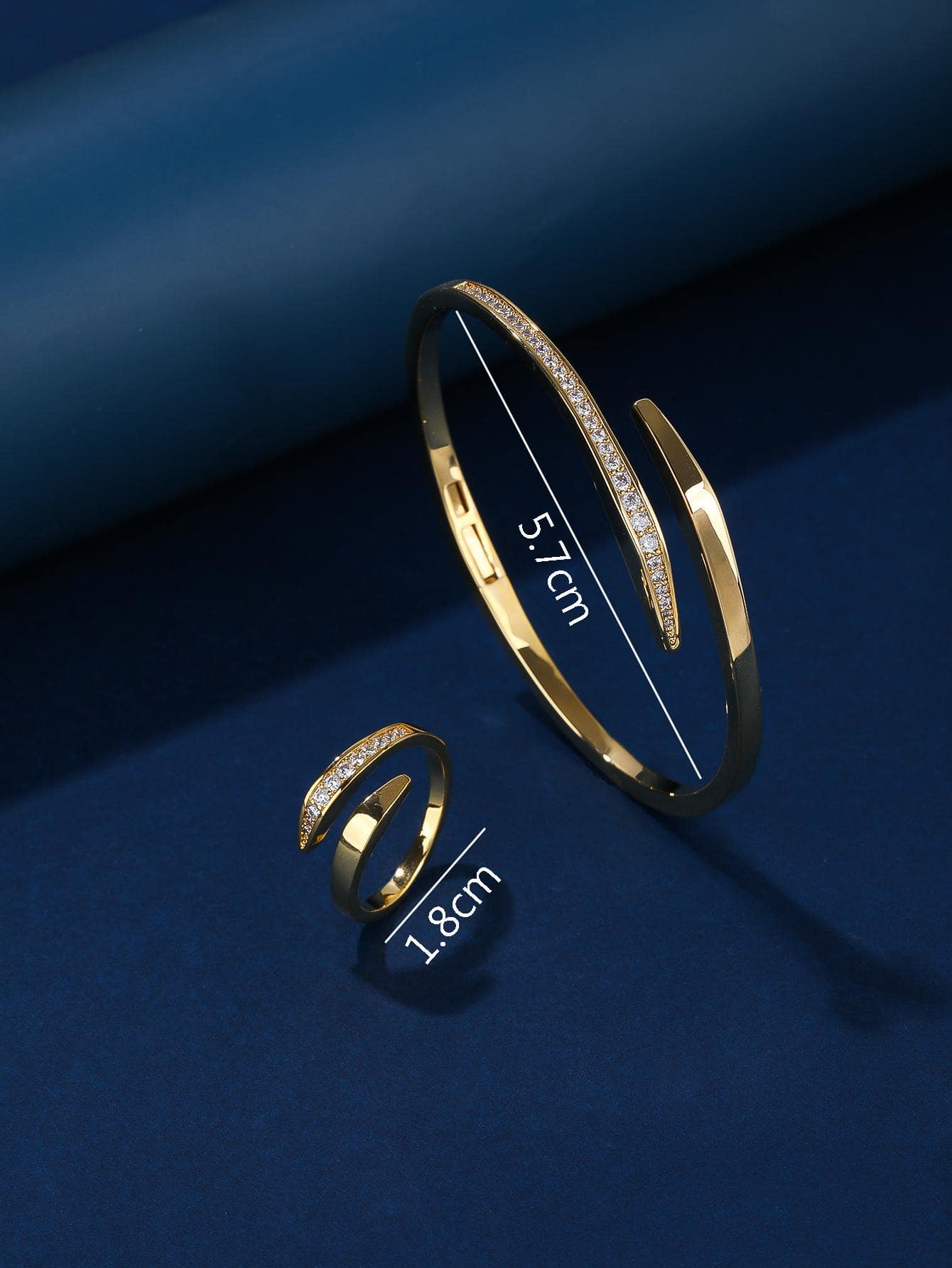 Simple Style Shiny Geometric Copper Inlay Zircon Rhodium Plated Rings Bracelets