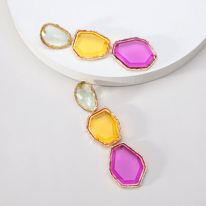 1 Pair Elegant Exaggerated Square Inlay Zinc Alloy Resin Dangling Earrings