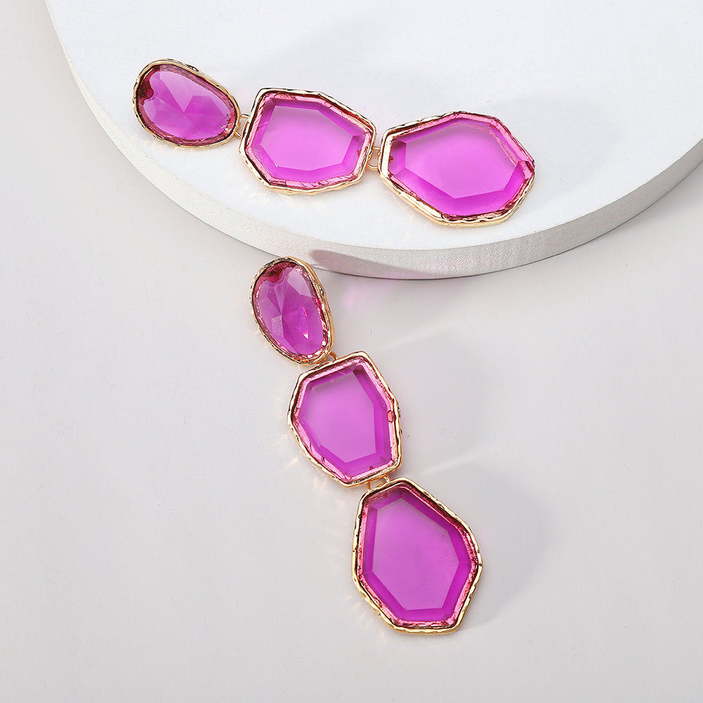 1 Pair Elegant Exaggerated Square Inlay Zinc Alloy Resin Dangling Earrings