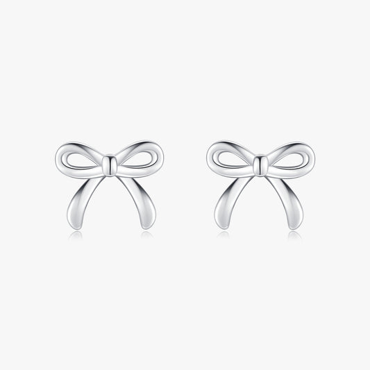 1 Pair Ig Style Basic Simple Style Bow Knot Plating Sterling Silver Silver Plated Ear Studs