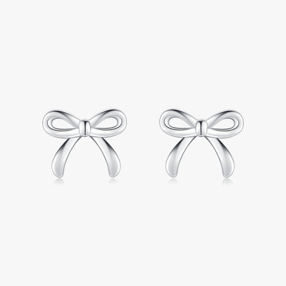 1 Pair Ig Style Basic Simple Style Bow Knot Plating Sterling Silver Silver Plated Ear Studs