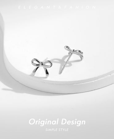 1 Pair Ig Style Basic Simple Style Bow Knot Plating Sterling Silver Silver Plated Ear Studs