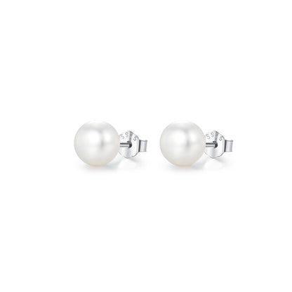 1 Pair Ig Style Elegant Sweet Oval Plating Freshwater Pearl Sterling Silver Silver Plated Ear Studs