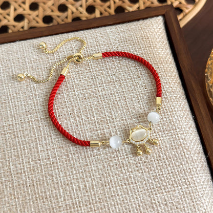 Ethnic Style Round Red Rope Copper Plating Gold Plated Women's Bracelets