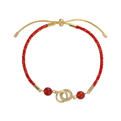 Ethnic Style Round Red Rope Copper Plating Gold Plated Women's Bracelets