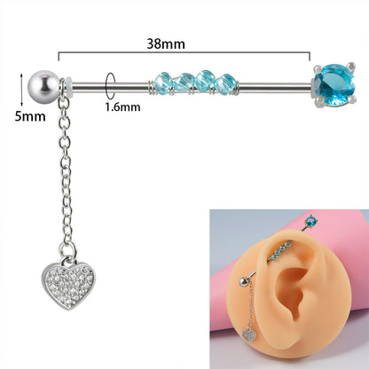 1 Piece Fashion Moon Heart Shape Stainless Steel Polishing Zircon Ear Studs