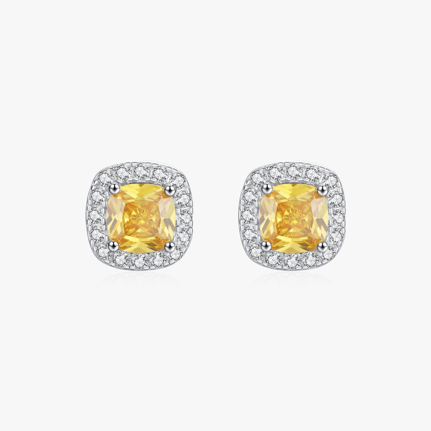 1 Pair Ig Style Elegant Geometric Color Block Plating Inlay Sterling Silver Zircon Rhodium Plated Ear Studs