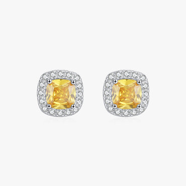 1 Pair Ig Style Elegant Geometric Color Block Plating Inlay Sterling Silver Zircon Rhodium Plated Ear Studs