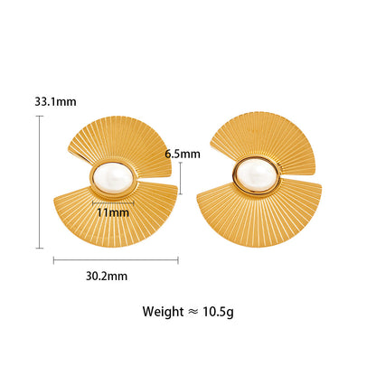 Simple Style Classic Style Sector Stainless Steel Plating Gold Plated Rings Earrings Necklace