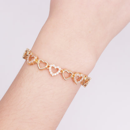 Vintage Style Heart Shape Alloy Plating Inlay Zircon Gold Plated Women's Bracelets