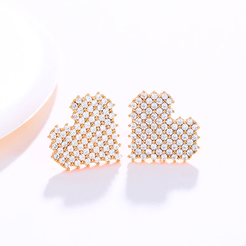 1 Pair Xuping Sweet Heart Shape Plating Inlay Copper Alloy Artificial Gemstones 18k Gold Plated Ear Studs