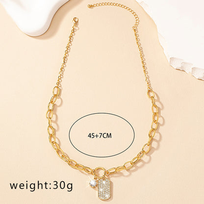 Simple Style Quadrilateral Rhinestones Alloy Wholesale Pendant Necklace