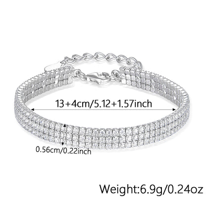 Elegant Glam Solid Color Sterling Silver Plating Inlay Zircon 18k Gold Plated Rhodium Plated Bracelets