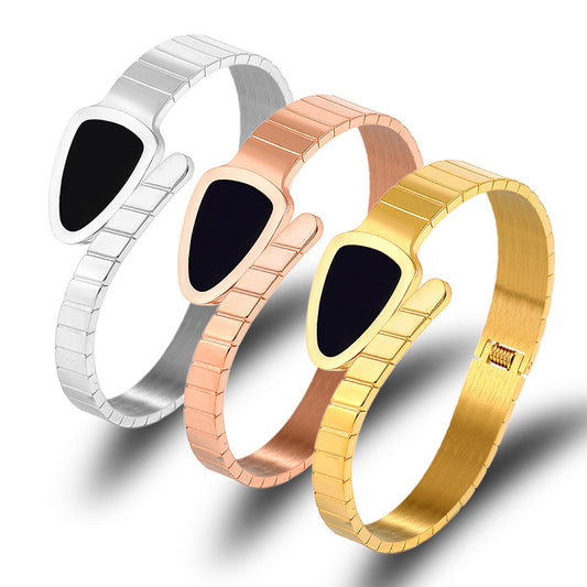 Simple Style Classic Style Color Block Stainless Steel Plating Gold Plated Bangle