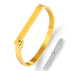 Simple Style Commute Solid Color Stainless Steel Plating Gold Plated Bangle