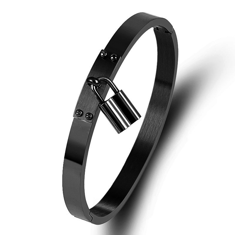 Casual Streetwear Lock Stainless Steel Plating Bangle