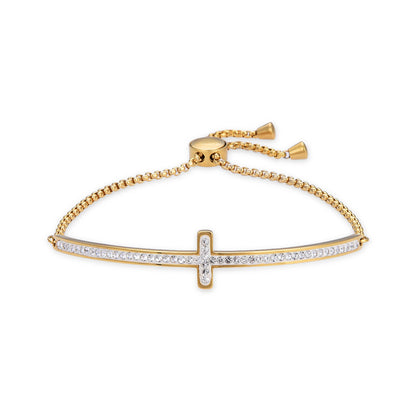 Elegant Lady Cross Stainless Steel Plating Inlay Zircon Bracelets