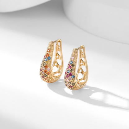 1 Pair Simple Style Commute Water Droplets Plating Inlay Copper Zircon Gold Plated Earrings