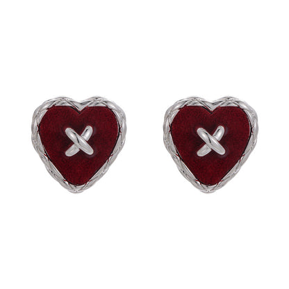 1 Pair Simple Style Classic Style Heart Shape Asymmetrical Plating Alloy Silver Plated Ear Studs